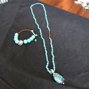 Silpada turquoise necklace charm and bracelet